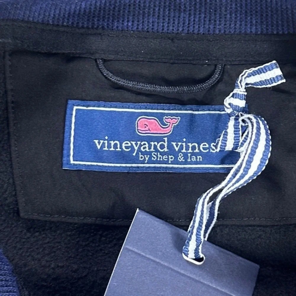 Vineyard Vines Mens Mountain Sweater Fleece Vest Nautical Navy‎ Full Zip Blue XS